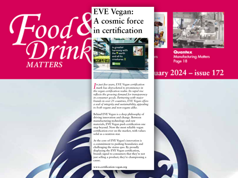 Food & Drinks Matters article about EVE Vegan